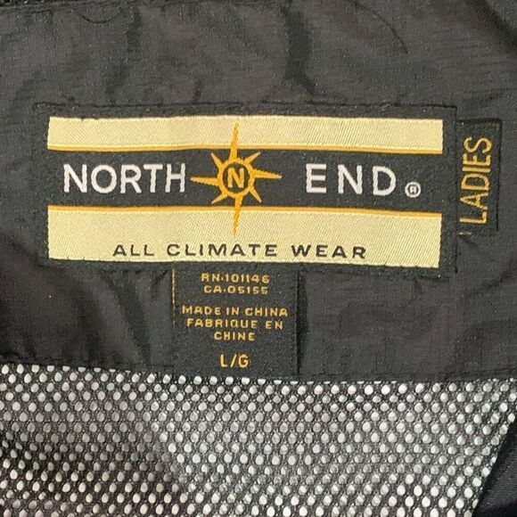 North End Womens Large All Climate Wear Hooded Lexus Jacket Black Zip Snap Front - Picture 2 of 8